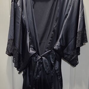 Savage X Fenty Midnight Black Satin Robe